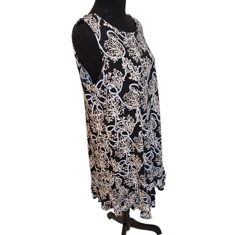 Lulu B Womens Coral Rope Print UPF 50 Sleeveless Travel Dress Black White Large - Picture 5 of 11